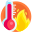 Climate change icon showing temperature
